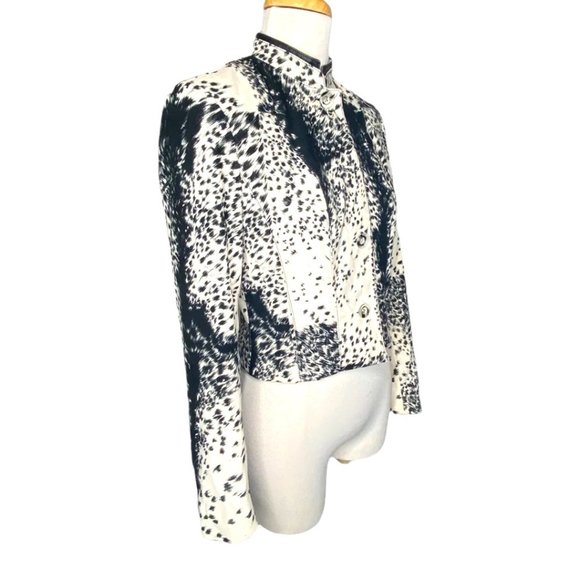 Alberto Makali Moto Jacket with Leather Collar Animal Print Vintage Womens 2 - Picture 2 of 11